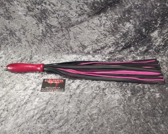 Black/Pink Leather Flogger - 037