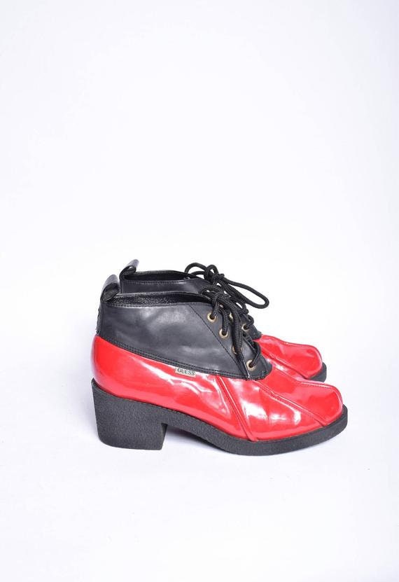 red and black duck boots