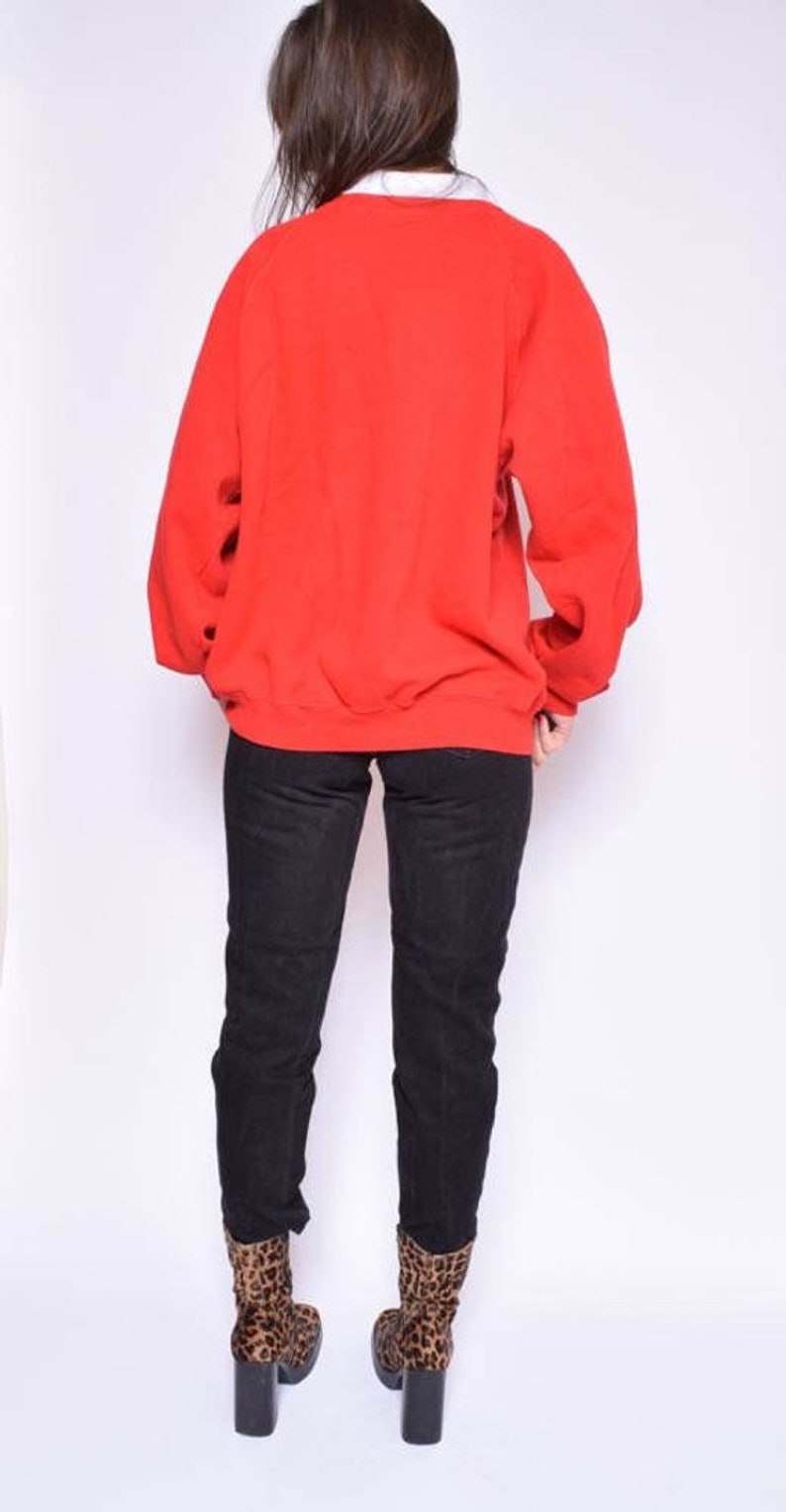 Size Extra LargeXL Panda Sweatshirt Vintage 90/'s Heart Print Sweatshirt White Collar Red Top