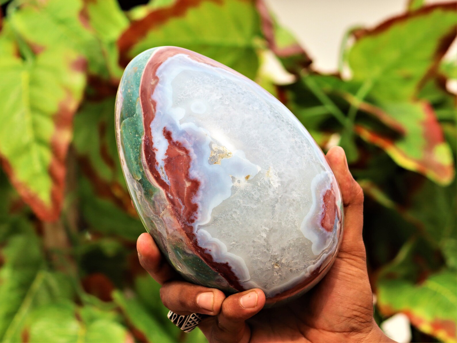Large 175MM Natural Green Plume Agate Stone Healing Etsy
