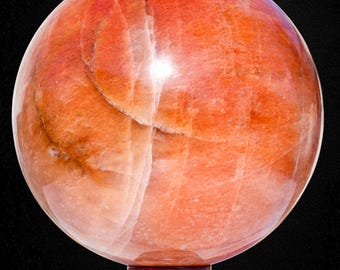Esfera de cuarzo naranja de 200 mm: piedra curativa de chakras, regalo decorativo para el hogar