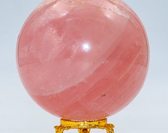 Pink Rose Quartz Sphere: Chakra Balancing Meditation Stone