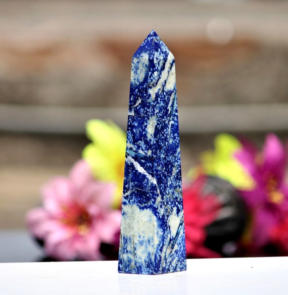 Egyptian 8 Faceted 80MM Mini Blue Lapis Lazuli Healing Power Obelisk Tower