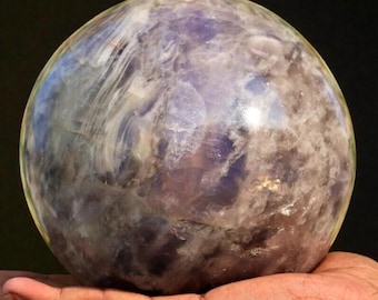 145MM Blue Chalcedony Sphere: Chakra Healing Crystal Meditation Stone