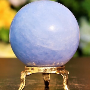 50MM Blue Celestine Sphere: Chakra Healing Crystal Decor