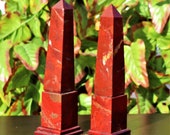 Pair Of Grand Tour Pietra Dura 295MM 12 Inches Red Brecciated Jasper Red Jasper Healing Obelisk Tower