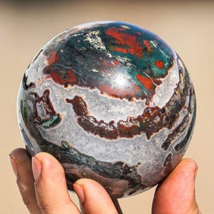 80MM Green Ocean Jasper Sphere: Spiritual Meditation Stone, Chakra Balancing