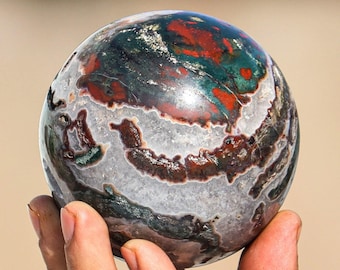 80MM Green Ocean Jasper Sphere: Spiritual Meditation Stone, Chakra Balancing
