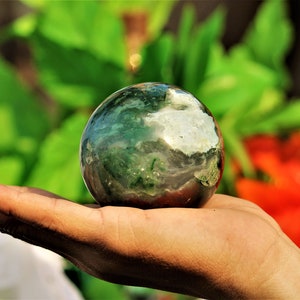 Grande 65MM Natural Green Moss Agate Stone Chakra Healing Aura | Etsy