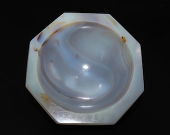 Blue Lace Agate Crystal Bowl: 75MM Hexagon Altar Bowl, Healing Energy