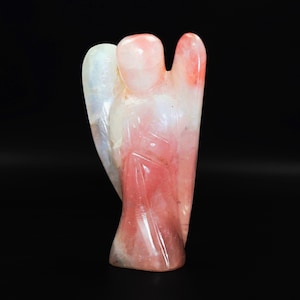 Rose Quartz Angel: Healing Crystal Figurine, Spiritual Home Decor (120MM / 5 Inch