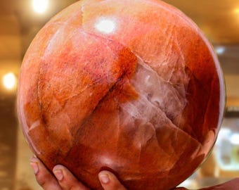 200MM Orange Quartz Sphere: Chakra Healing Stone, Home Decor Gift