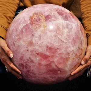 345mm Huge Pink Rose Quartz Sphere Massive Crystal Ball Chakra Balance Gemstone Ball image 2