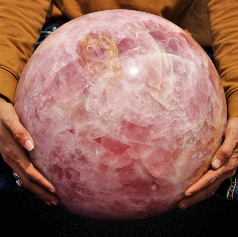 345mm Huge Pink Rose Quartz Sphere Massive Crystal Ball Chakra Balance Gemstone Ball image 2