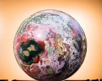 Large Pink Ocean Jasper Sphere 315MM Healing Crystal Chakra Balance & Meditation Unique Spiritual Gift