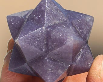 Lepidolite Crystal Merkabah Star: Chakra Balancing Tool, 50MM