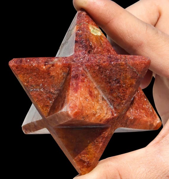 Red Aventurine Merkabah Star: Healing Crystal Decor (75MM)