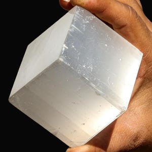 Natural White Selenite Cube - High Vibration Charging Stone Crystal Cleansing & Meditation - 60MM Polished Square image 1
