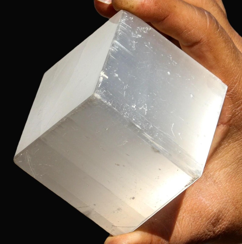 Natural White Selenite Cube - High Vibration Charging Stone Crystal Cleansing & Meditation - 60MM Polished Square image 1