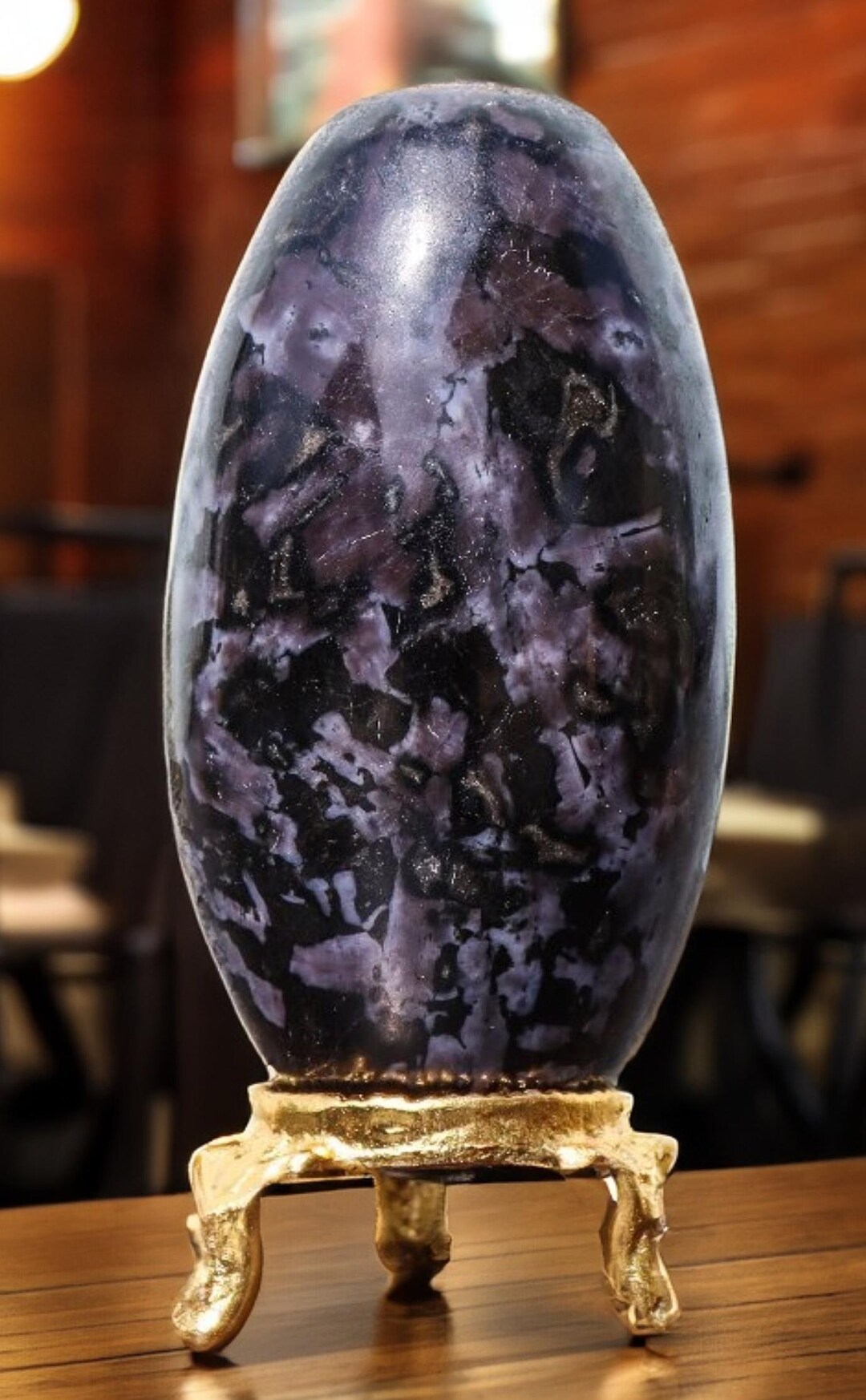 90MM Blue Indigo Gabbro Lingam Merlinite Crystal Lingam Chakra Balance ...
