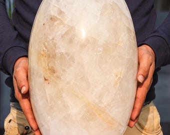 385 mm jättepetalitkvarts Shiva Lingam naturlig regnbågskristall med hög vibration och helande dekor