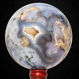 215MM Blue Lace Agate Sphere: For Communication, Emotional & Spiritual Healing image 2