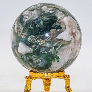 Green Moss Agate Sphere: Chakra Balancing Crystal, Reiki Energy Decor (55MM) image 4