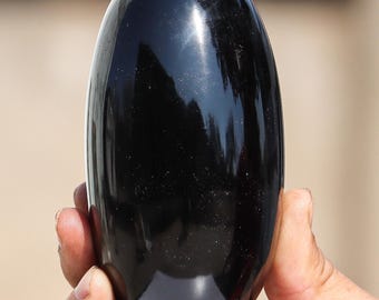 120MM Obsidian Crystal Lingam: Self-Reflection, Protection Stone, Chakra Alignment, Communication Stone