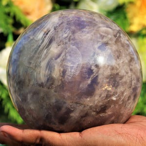 145MM Blue Chalcedony Sphere: Chakra Healing Crystal Meditation Stone