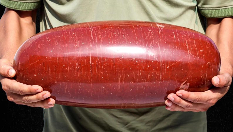 Red Jasper Crystal Lingam: Chakra Balance Spiritual Decor (405MM) image 3
