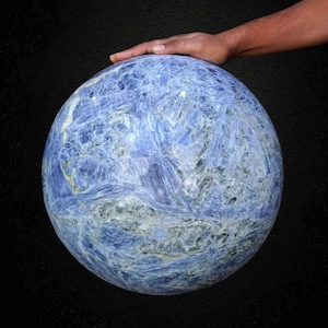 400MM Blue Kyanite Crystal Sphere: Natural Healing Stone Decor image 1
