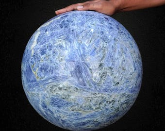 400MM Blue Kyanite Crystal Sphere: Natural Healing Stone Decor