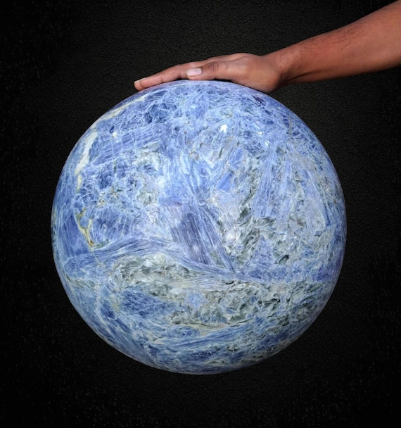 400MM Blue Kyanite Crystal Sphere: Natural Healing Stone Decor