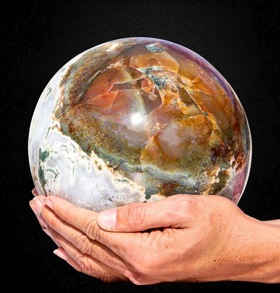 Red Moss Agate Sphere: 175MM Chakra Balancing Crystal, Home Decor