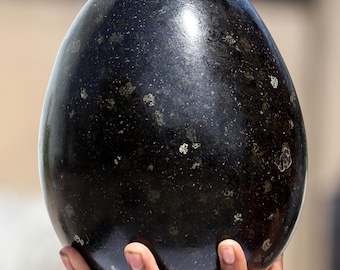 190MM Brown Coppernite Nuummite Crystal Egg: Chakra Healing Stone