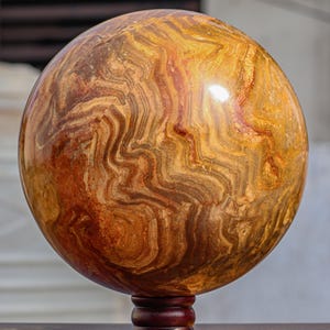 240MM Yellow Striped Jasper Sphere Natural Healing Crystal Ball Metaphysical Work Chakra Balance Gothic Home Decor Thoughtful Gemstone Gift