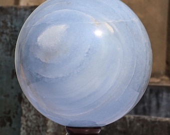 Large Blue Angelite Crystal Sphere: Spiritual Home Decor (210MM)