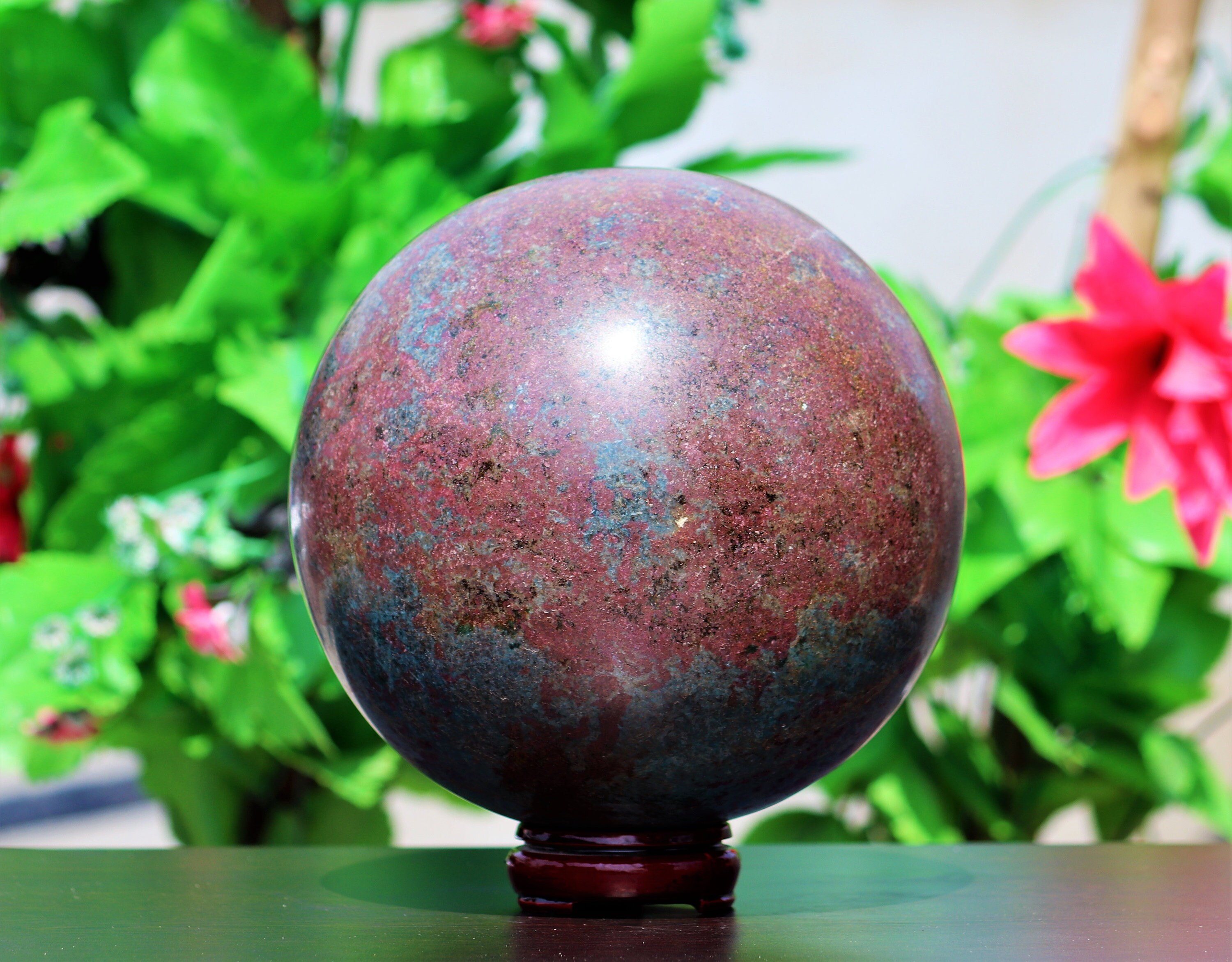 Amazing Natural 95MM Pink Ruby Apatite Stone Rubin Healing Metaphysical Sphere 