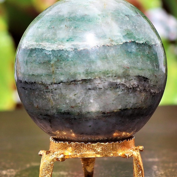 Esfera de cristal de cianita verde: piedra preciosa con energía curativa (50 mm)