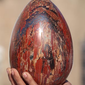 Red Iron Magnetite Jasper Egg Metaphysical Energy Chakra Balancer Natural Healing Crystal Meditation Egg Unique Home Decor Gemstone Gift