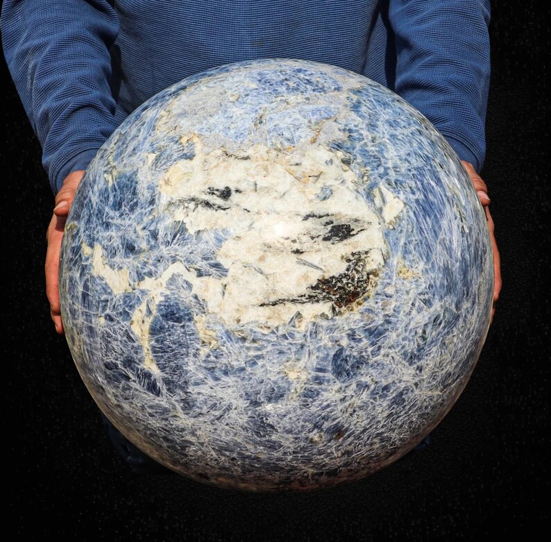 400MM Blue Kyanite Crystal Sphere: Natural Healing Stone Decor image 2
