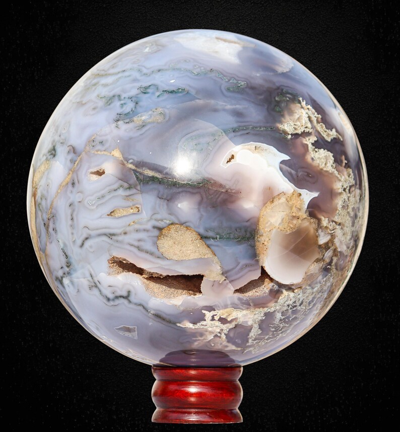 215MM Blue Lace Agate Sphere: For Communication, Emotional & Spiritual Healing image 11