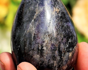 Blue Iolite Crystal Egg: Water Sapphire, Cordierite Healing Stone (65mm)