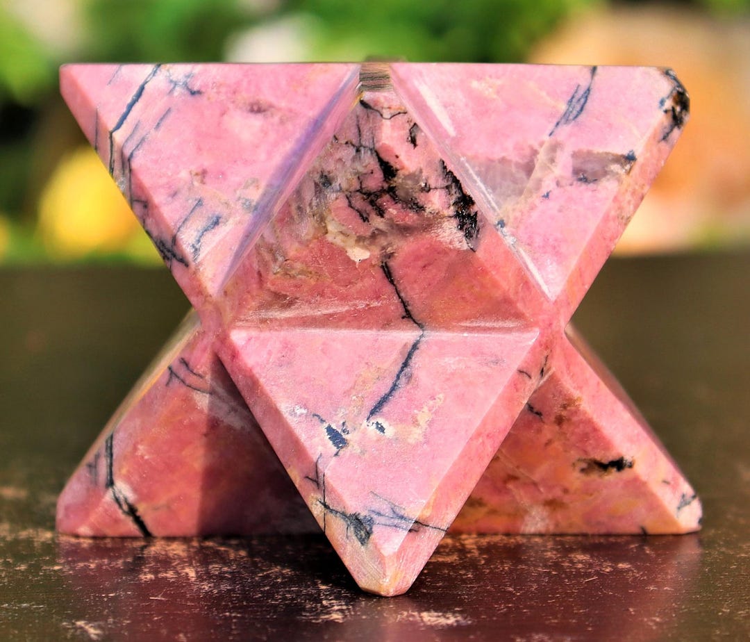 70MM Pink Rhodonite Merkabah Natural Healing Crystal Star Energy ...