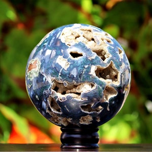 Large 145MM Natural Geode Blue Moss Agate & Lace Agate | Etsy