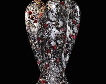 Ange en cristal gneiss spinelle rubis, décor métaphysique (105 mm)
