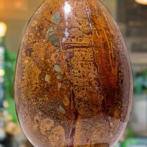 220MM Brown Brecciated Jasper Egg Chakra Healing Crystal Relief Gift Spiritual Meditation Gift Unique Yoga Decor Metaphysical Meditation Aid