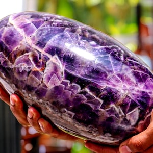 Blue Chevron Amethyst Lingam: Large Healing Crystal Decor (240MM)