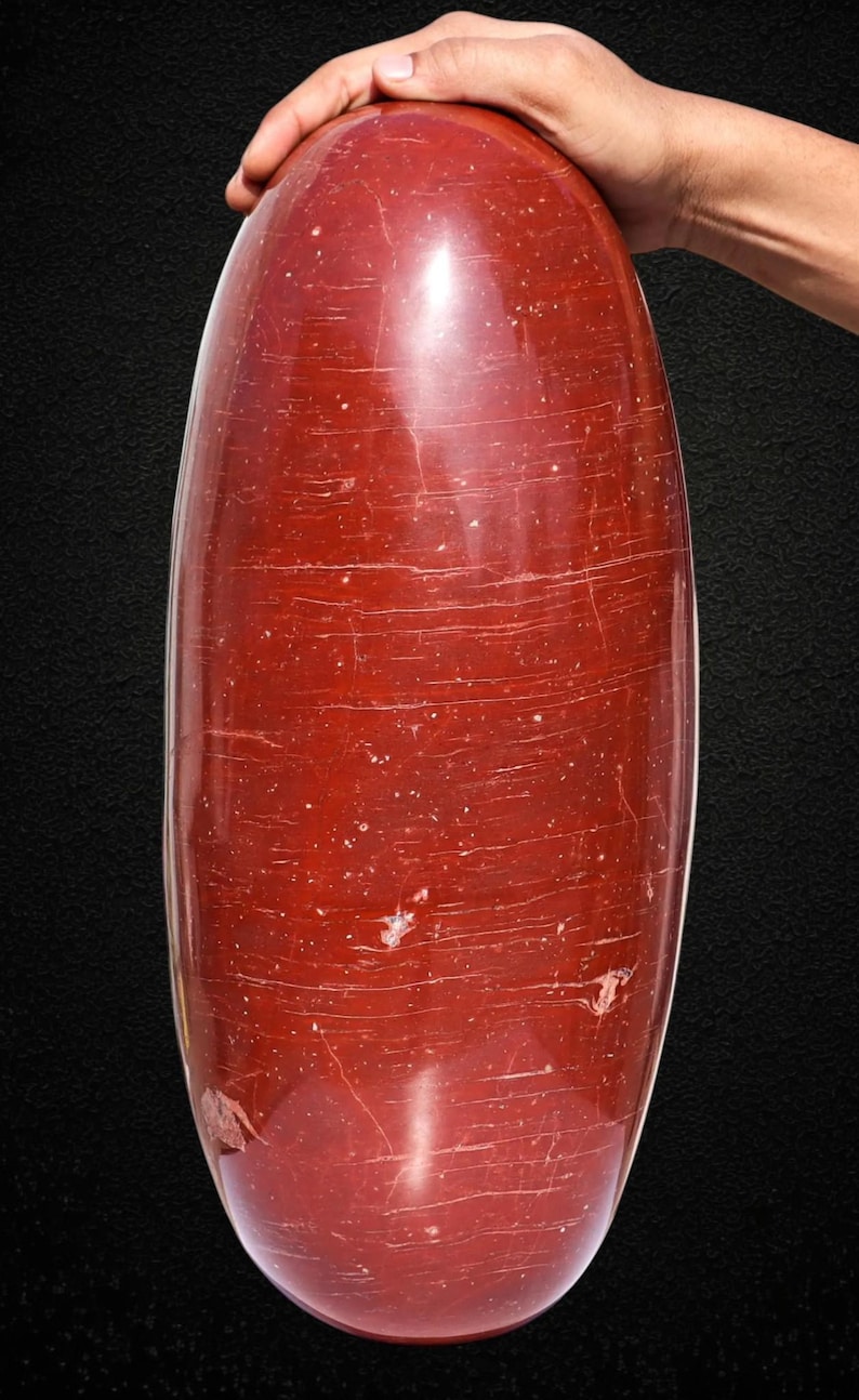 Red Jasper Crystal Lingam: Chakra Balance Spiritual Decor (405MM) image 1