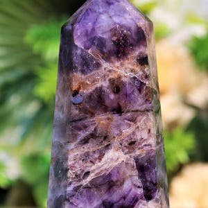 Blue Amethyst Quartz Obelisk: Chakra Balancing Crystal Tower, 135mm